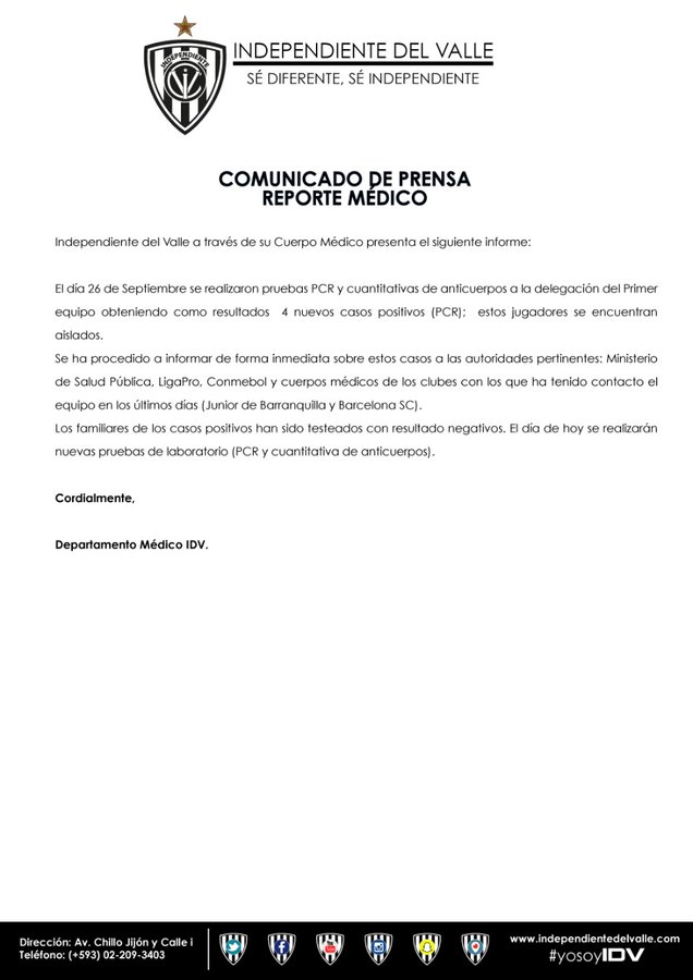 Rival do Flamengo na Libertadores confirma quatro casos de coronavírus