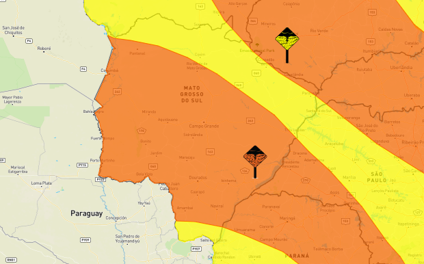 Inmet mantém alerta de tempestade e chuvas intensas para todas as cidades de MS