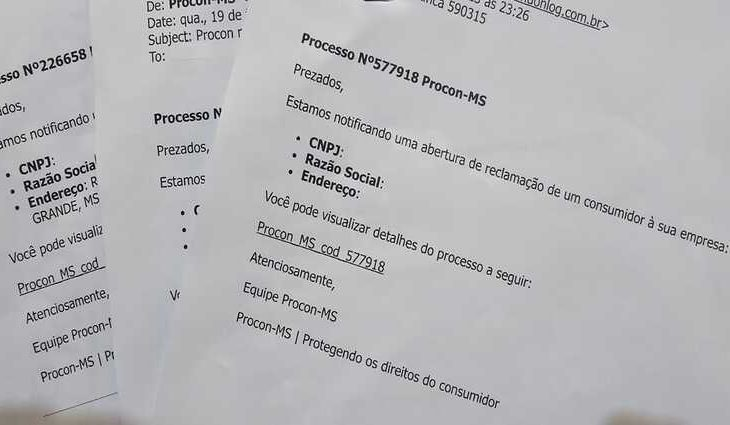 Procon de MS alerta sobre falsas notificações enviadas a empresas