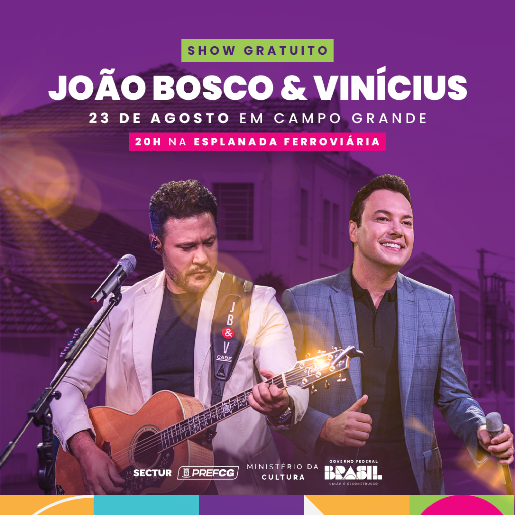 Dupla João Bosco e Vinícius abre programação do 1º Festival Reviva Mais Campo Grande nesta quarta-feira