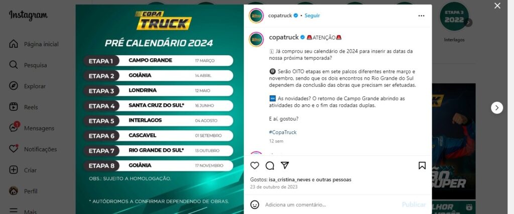 Campo Grande recebe etapas da Nascar Brasil e Copa Truck em março