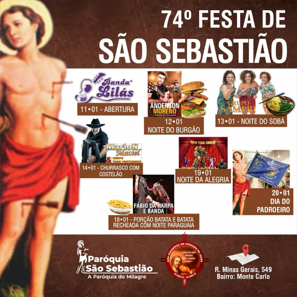 Tradicional Festa de São Sebastião começa na quinta-feira e segue até o dia 20; veja a programação!