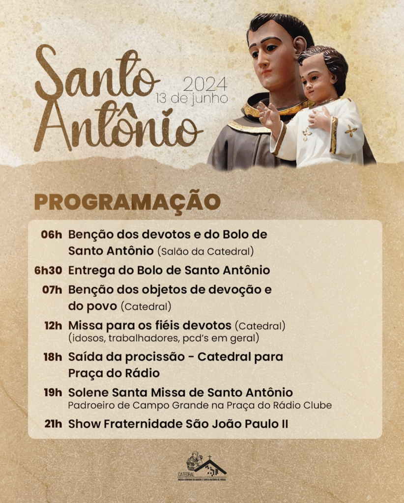 Dia de Santo Antônio terá entrega de bolos com alianças, missa, procissão e até arraiá com shows