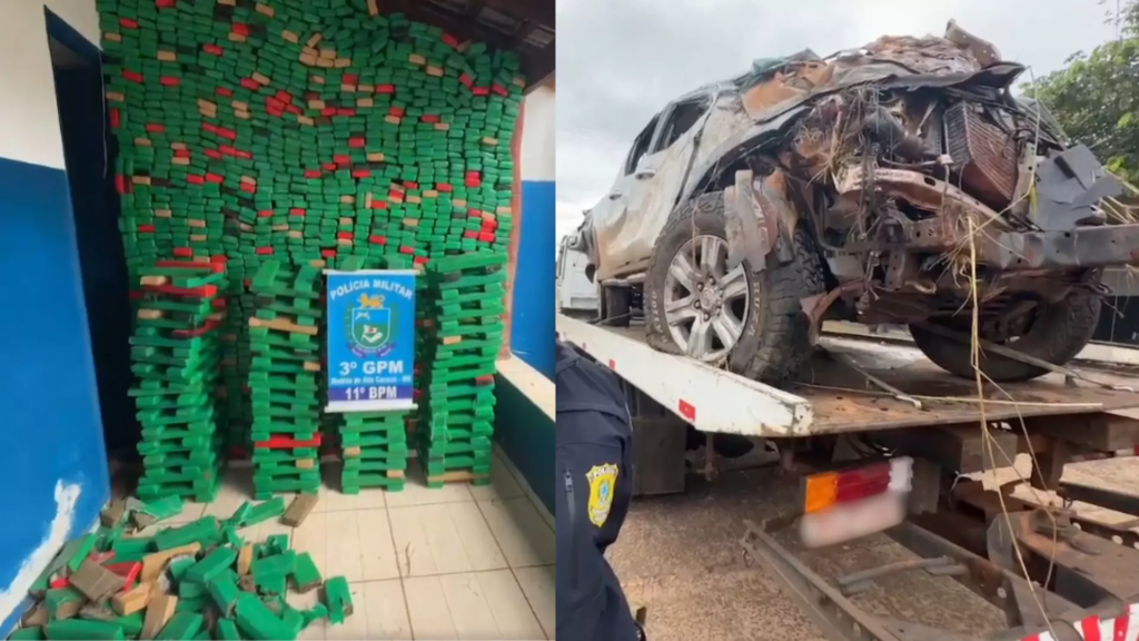 Motorista é preso com 1,7 tonelada de droga após capotar carro durante fuga em MS