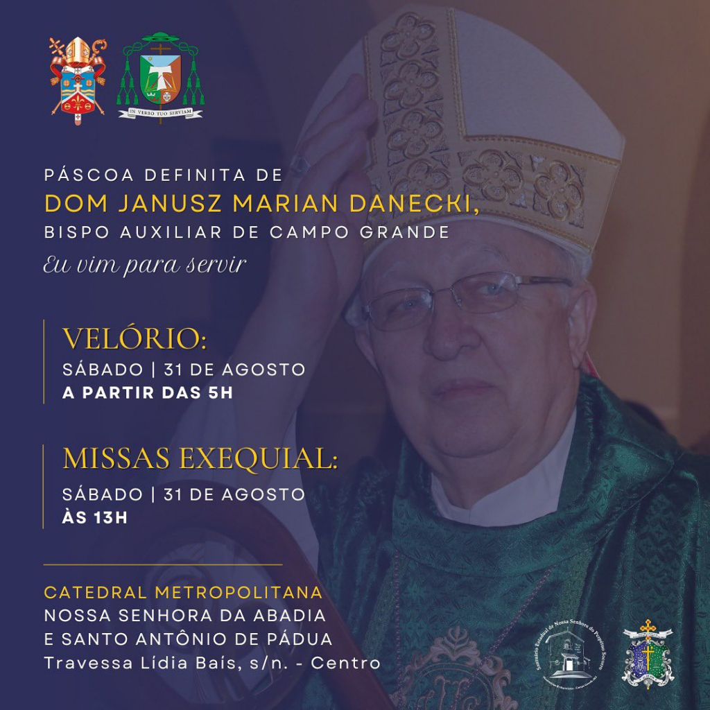 Corpo de Dom Mariano, bispo auxiliar de Campo Grande, é velado na Catedral; confira a programação!