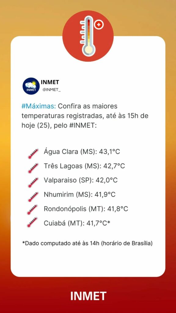 Onda de calor e frente fria vão criar intensas instabilidades atmosféricas em MS a partir da quinta-feira