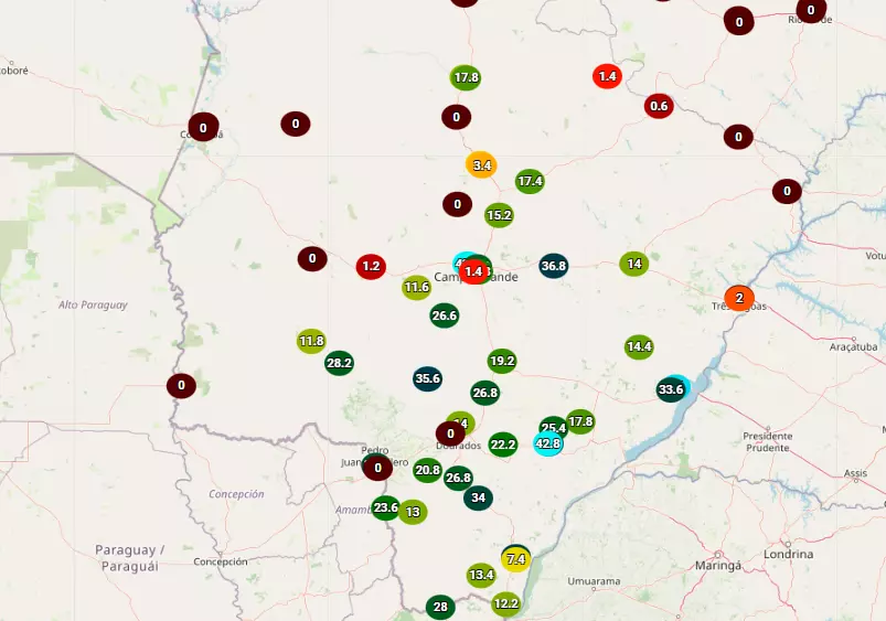 Campo Grande registra chuva de mais de 40mm acompanhada de fortes rajadas e raios