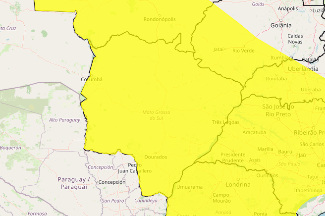 Inmet emite alerta amarelo, avisos de baixa umidade e onda de calor para MS