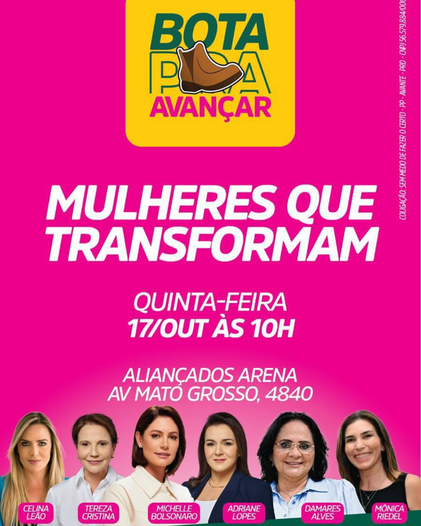 Evento com ex-primeira-dama Michelle Bolsonaro será na quinta-feira na Capital