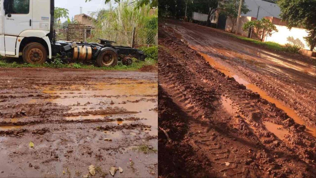 Moradores do Nova Campo Grande pedem socorro após chuva: "O bairro não quer cascalho, quer pavimentação e respeito!"