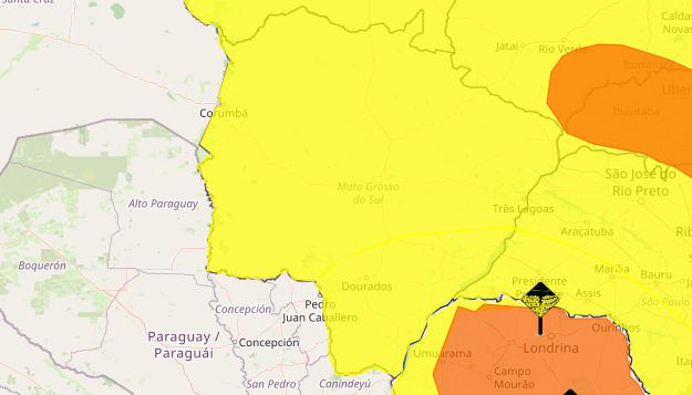 Inmet coloca Mato Grosso do Sul sob alertas para chuvas intensas e tempestade